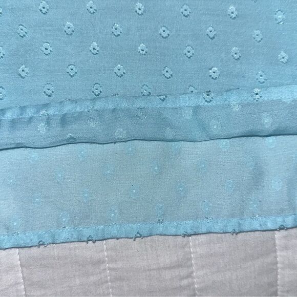 Lilly Pulitzer L Elsa Light Blue Swiss Polka Dot Long Sleeve 3 Button Ruffle Top - Picture 11 of 12